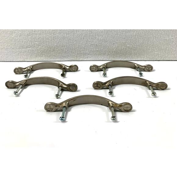 Five Silvertone Metal Cabinet Door Pulls Drawer Handles 5" Nickel Finish - Picture 5 of 5